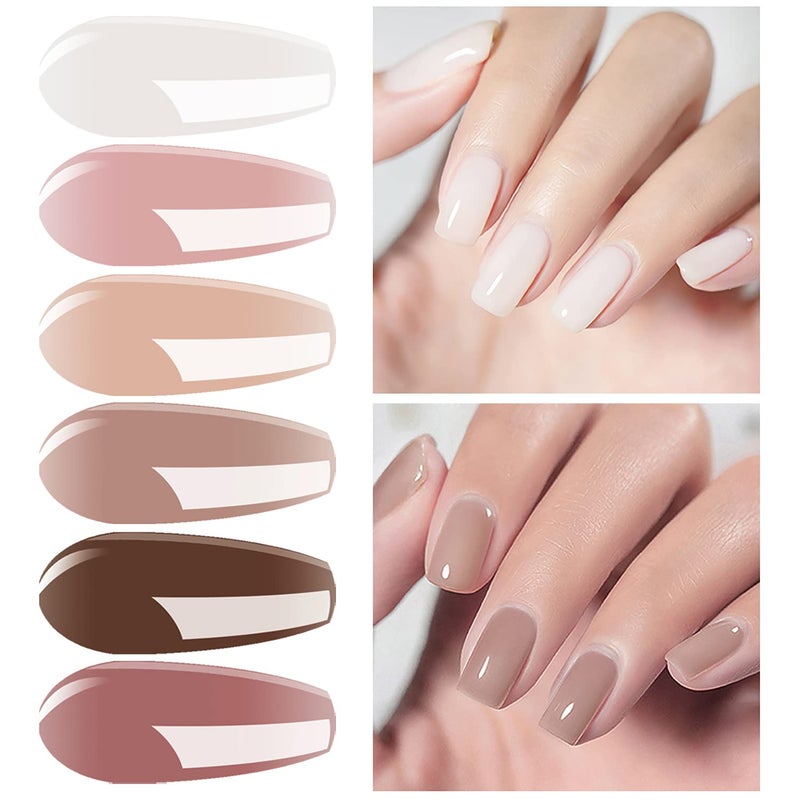 Vishine Gel Nail Polish Starter Kit with 36W UV LED Nail Lamp Speed Dryer Manicure Tools Set of 6 Sheer Milky White Neutrals Skin Nude Jelly Transparent Colors Gel Polish Base and Top Coat #055 - Image 3